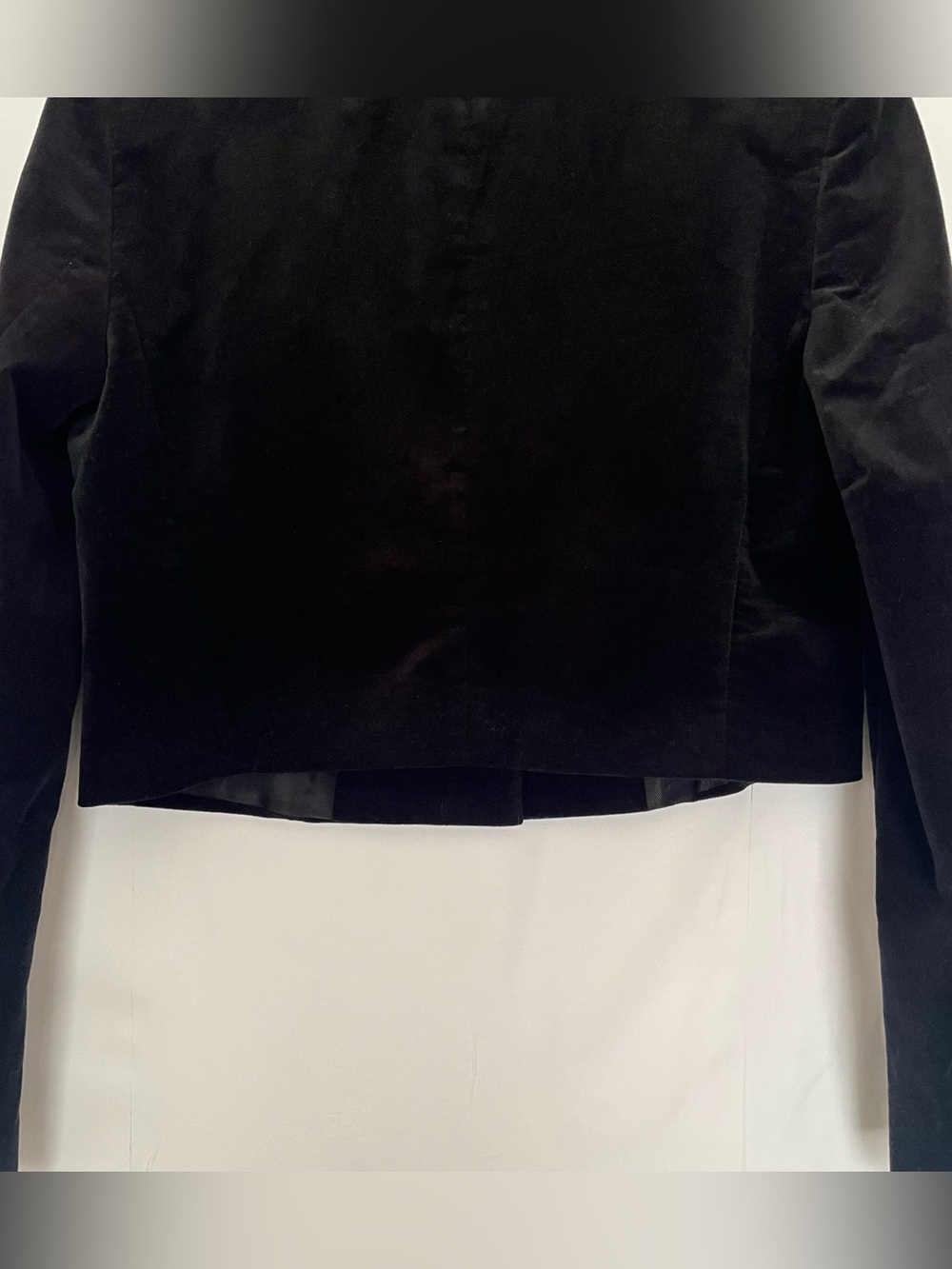 Zara Velvet Cropped Blazer Single Breasted Cotton Fully Lined Size Medium Black - Picture 6 of 16